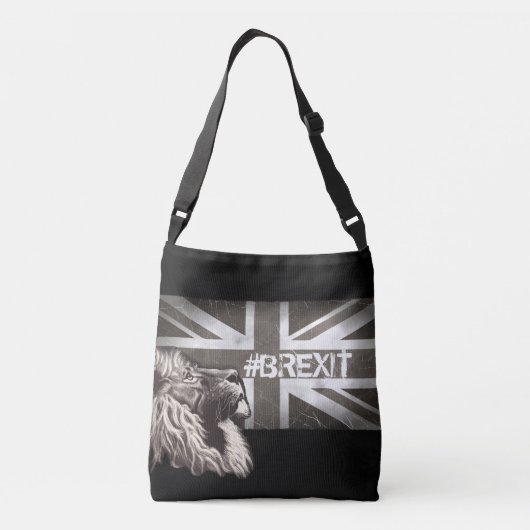 Black and White Proud Lion Union Jack #Brexit Tragetaschen Mit Langen Trägern (Rückseite)