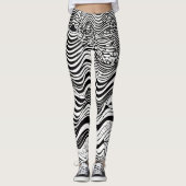 Black and White Psychedelic Abstrakt Leggings (Vorderseite)