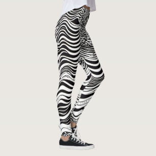 Black and White Psychedelic Abstrakt Leggings