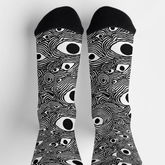 Black and White Psychedelic Design Socken (Oben)