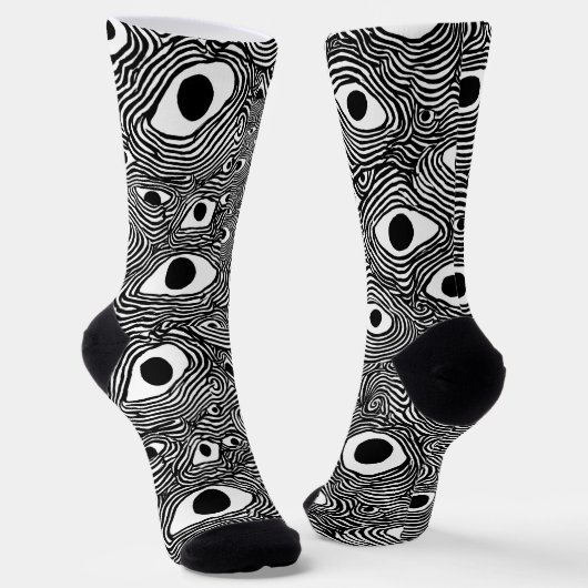 Black and White Psychedelic Design  Socken (Gewinkelt)