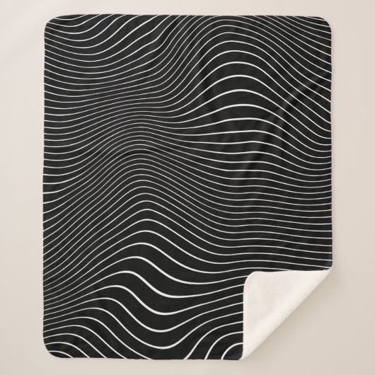 Black and white Psychedelic Linear Wavy Background Sherpadecke (Vorderseite)