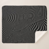 Black and white Psychedelic Linear Wavy Background Sherpadecke (Vorderseite (Horizontal))