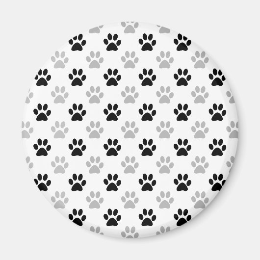 Black and white puppy paw prints magnet (Vorne)