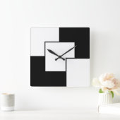Black And White Quadratische Wanduhr (Zuhause)