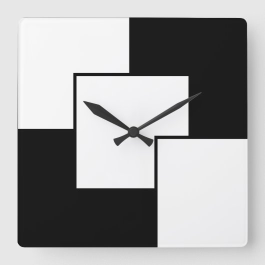 Black And White  Quadratische Wanduhr (Vorderseite)