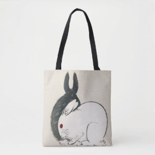 Black and white rabbits by Kōno Bairei Tasche