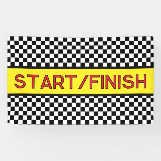 Black and white Racing START finish Line Banner (Horizontal)