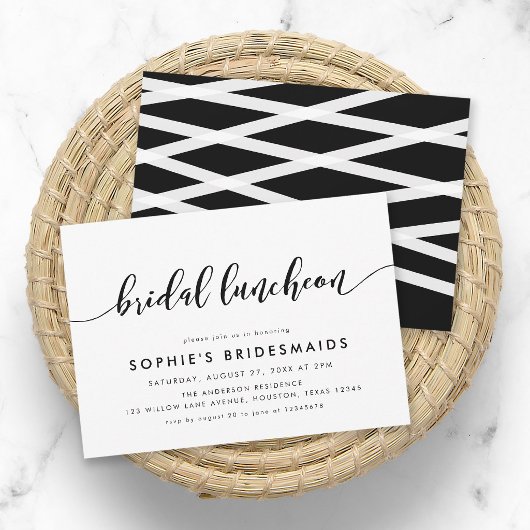 Black and White Relax Script Bridal Luncheon Einladung