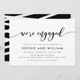 Black and White Relax Script-Engagement Party Einladung