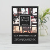 Black and White Restaurant Grand Opening Foto Einladung (Stehend Vorderseite)