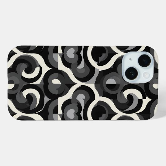 Black and White Retro Abstract Pattern Case-Mate iPhone Hülle (Rückseite (Horizontal))