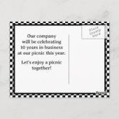 Black and White Retro Checkerboard Company Picnic Postkarte (Rückseite)