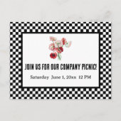 Black and White Retro Checkerboard Company Picnic Postkarte (Vorderseite)