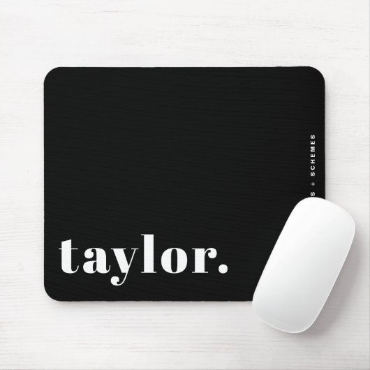 Black and White Retro Typography Personalized Mousepad (Mit Mouse)