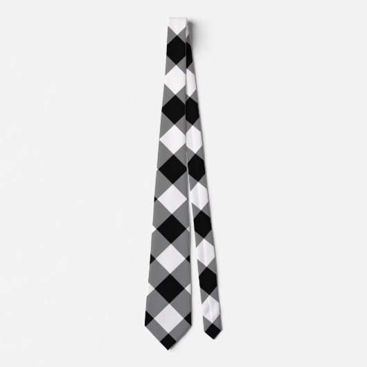 Black and White Riant Diagonal Gingham Neck Tie Krawatte (Vorderseite)