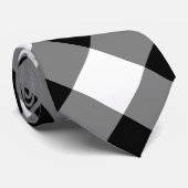 Black and White Riant Diagonal Gingham Neck Tie Krawatte (Gerollt)