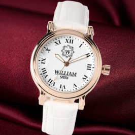 Black and white Roman numeral classic monogram Armbanduhr