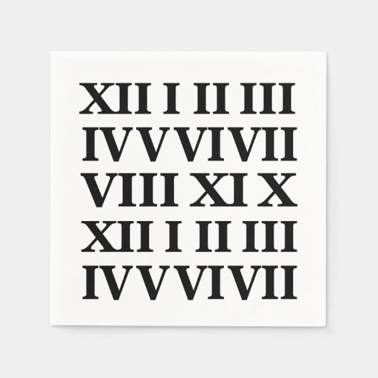 Black and White Roman Numeral Party Serviette (Vorderseite)