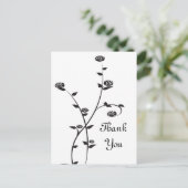 Black and White Roses Vielen Dank Postkarte (Stehend Vorderseite)