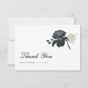 Black and White Roses Wedding Vielen Dank Dankeskarte