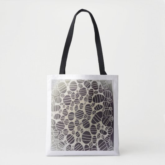 Black and white round abstract art design tote bag tasche (Vorderseite)