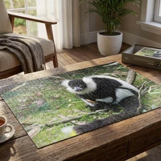 Black and White Ruffed Lemur: Wildlife Photography Puzzle