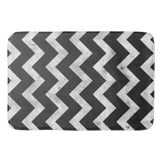 Black and white Rustic Chevron pattern Badematte (Vorderseite)