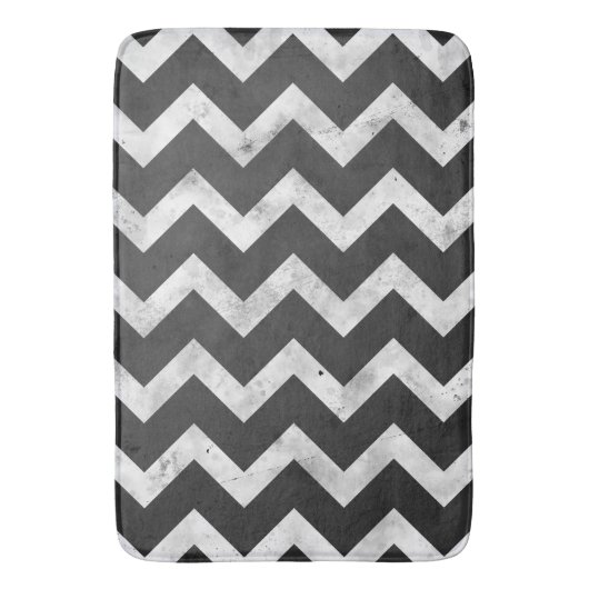 Black and white Rustic Chevron pattern Badematte (Vorderseite Vertikal)