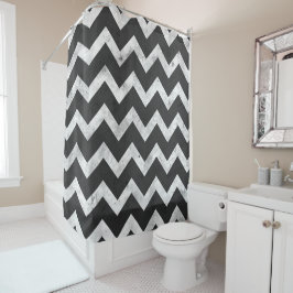 Black and white Rustic Chevron pattern Duschvorhang