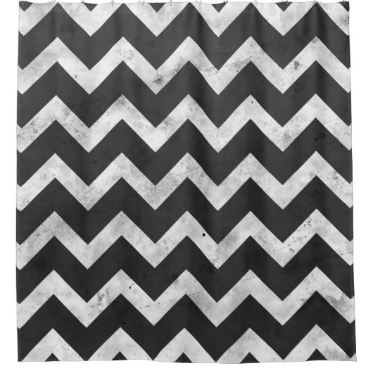 Black and white Rustic Chevron pattern Duschvorhang (Vorderseite)
