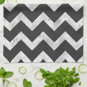 Black and white Rustic Chevron pattern Geschirrtuch (Gefaltet)
