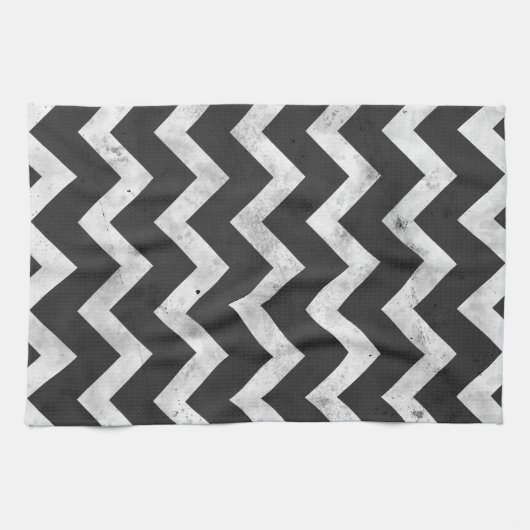 Black and white Rustic Chevron pattern Geschirrtuch (Horizontal)