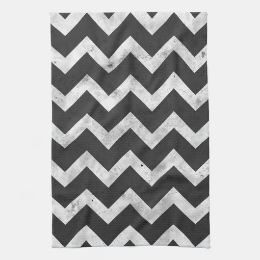 Black and white Rustic Chevron pattern Geschirrtuch (Vertikal)
