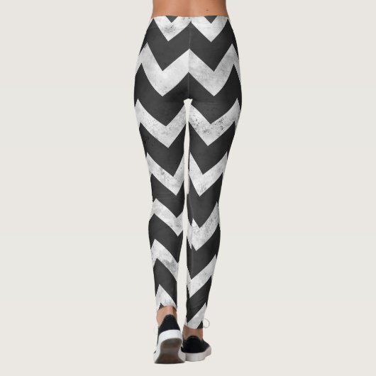 Black and white Rustic Chevron pattern Leggings (Rückseite)