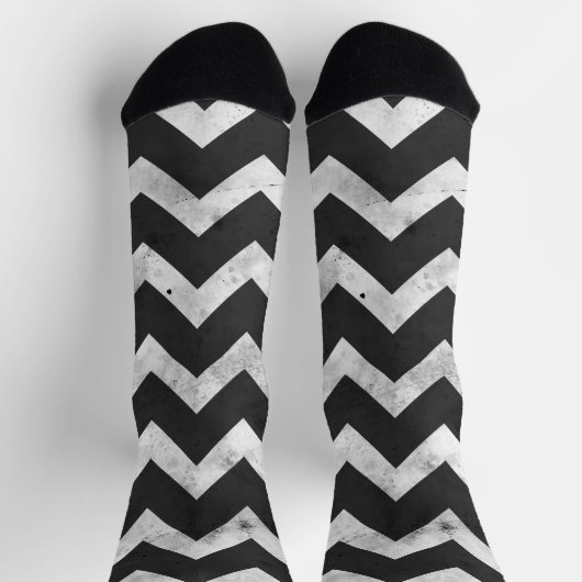 Black and white Rustic Chevron pattern Socken (Oben)