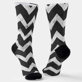 Black and white Rustic Chevron pattern Socken
