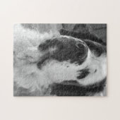 Black and White Saint Bernard Dog Puzzle (Horizontal)