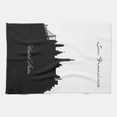 Black and White San Francisco Skyline Geschirrtuch (Horizontal)