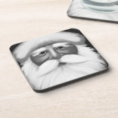 Black and White Santa Claus Getränkeuntersetzer (Linke Seite)