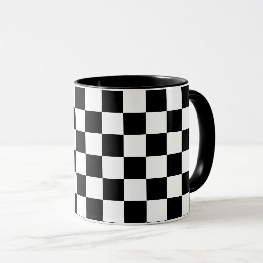 Black and White Schach Game Squares Tasse (VorderseiteRechts)