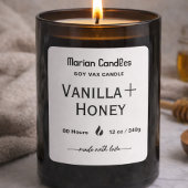 Black and white Script Personalized Candle Label Quadratischer Aufkleber