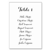 Black and White Script Table Seating Chart Card Tischnummer (Vorderseite)