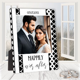 Black and White Script Wedding Photo Plaque Fotoplatte