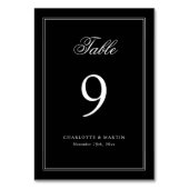 Black and White Script Wedding Tischnummer (Vorderseite)