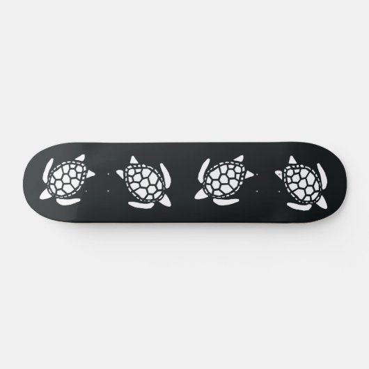 Black and white Sea Turtles Pattern  Skateboard (Horizontal)