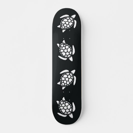 Black and white Sea Turtles Pattern Skateboard (Vorne)