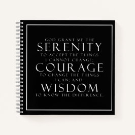 Black and White Serenity Prayer Notizblock