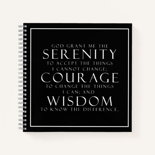 Black and White Serenity Prayer Notizblock (Vorderseite)
