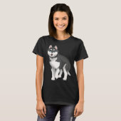 Black and White Siberian Husky Dog with Blue Eyes T-Shirt (Vorne ganz)
